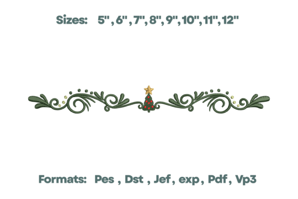 Christmas Tree Scroll Border Embroidery