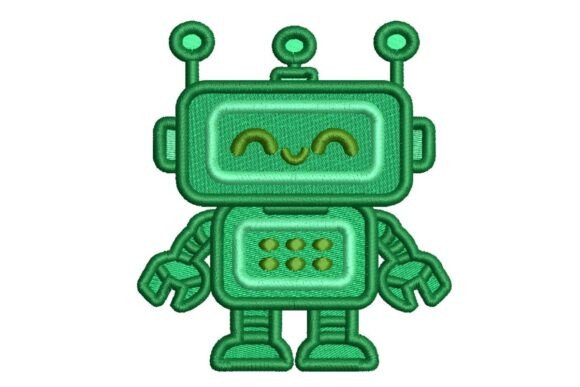 Green Robot Embroidery: A Playful Addition to Your Apparel Line