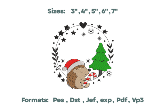 Hedgehog Christmas Wreath Embroidery Design Review