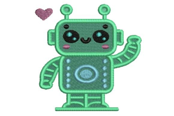 Loveable Robot Embroidery: A Charming Design for Personalized Gifts