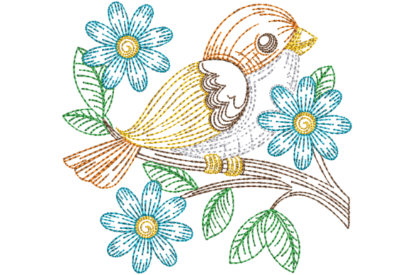 Orange Spring Bird Embroidery Design Review for Craft Fairs