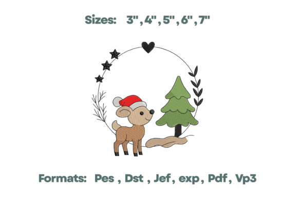 Reindeer Christmas Wreath Embroidery