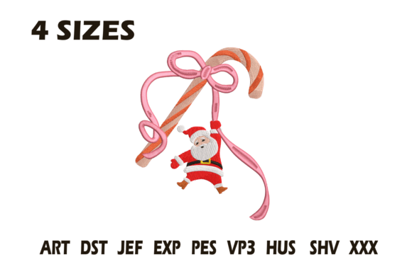 Santa Candy Cane Bow Embroidery Design Review