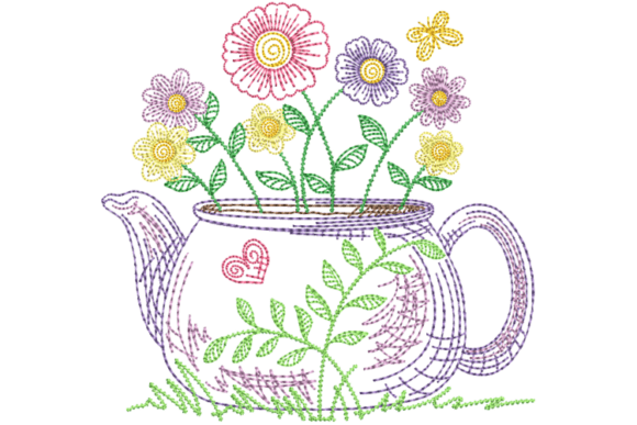 Water Pitcher and Flowers Embroidery: A Springtime Stitching Delight